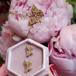 Butterfly 🦋 14K Gold Two Tone Earrings